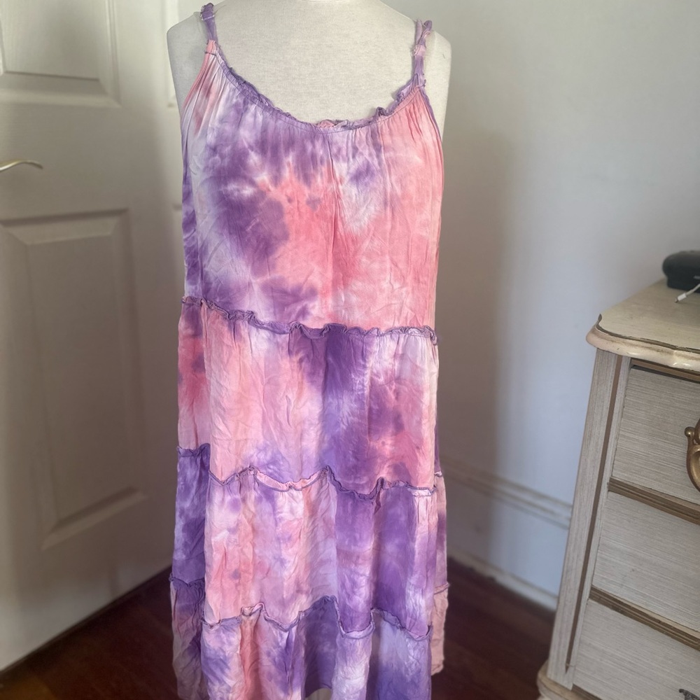 Tie-Dye Sleeveless Dress - Pink and Purple